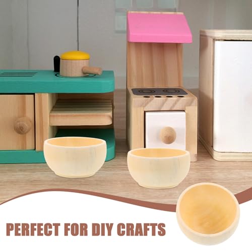 NUOBESTY Wood Unpainted Crafts Bowls Unpainted Wood Figures s s s s Miniature Wood Bowl Wooden Sorting Bowls NUOBESTY