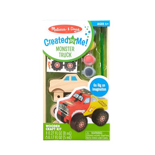 Melissa & Doug Created by Me! Monster Truck Wooden Craft Kit - Easter Basket Stuffers Easy To Assemble DIY For Kids Melissa & Doug