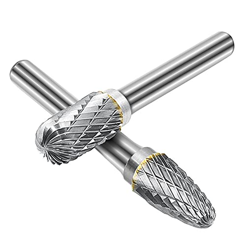 ASNOMY 8pcs Carbide Burr Set with 1/4''(6mm) Shank Double Cut Solid Carbide Rotary Burr Set Cutting Burrs for Die Grinder Drill, Metal Wood Carving, ASNOMY