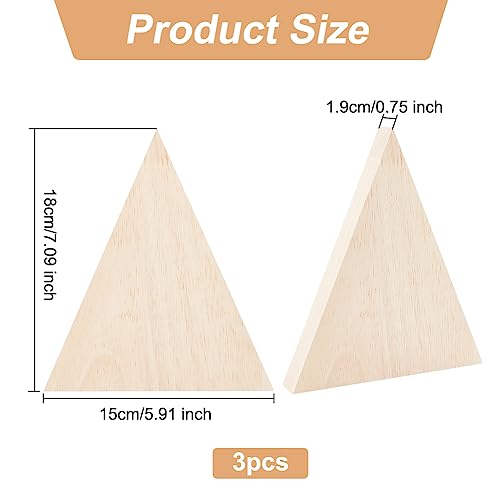 OLYCRAFT 3Pcs Unfinished Wooden Triangle Shaped Blocks Triangle Wooden Tray Plates Blank Wooden Cutouts Unpainted Wood Triangle Slices for Home OLYCRAFT