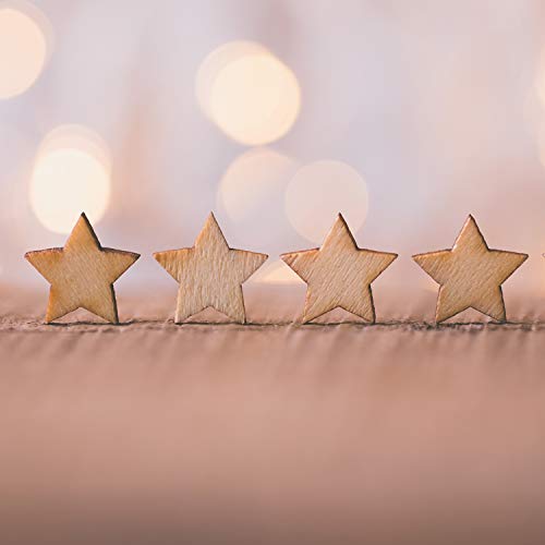 500 Pieces Wooden Stars Mixed Size Wood Stars Cutout Shape with 4 Sizes Mixed for Christmas Flag Winter Party Decoration Art Craft Sewing Model WILLBOND