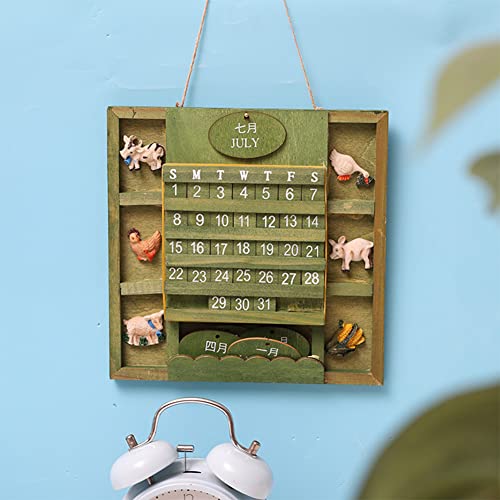 Retro Wood Calendar Removable Blocks Perpetual Wall Calendar DIY Calendar Unique Retro Wall Mounted Calendar DIY Annual Plan Calendar Reusable ikasus