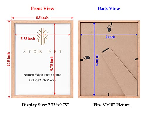 ATOBART 8x10 Solid Wood Picture Frames, 6 Pack OAK Photo Frame Set with Real Glass Cover, Natural Wood Color Frames, for Wall Mounting or Tabletop ATOBART