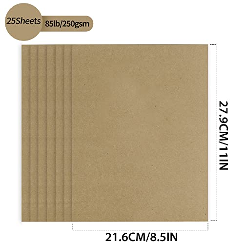 Brown Kraft Cardstock - 8.5'' x 11'' 92lb Cover Card Stock Heavyweight Paper Perfect for Scrapbooks, Art, Crafts, Business Cards 25 Sheets 250g Uncle Paul