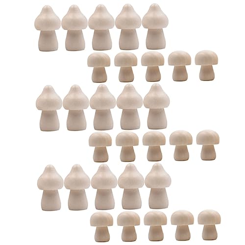 FUNOMOCYA 40pcs Wooden Fruit Ornaments Natural Unfinished Mushrooms DIY Unpainted Mushroom for Crafts Kids Unfinished Mushroom Kids Paint Mushroom FUNOMOCYA