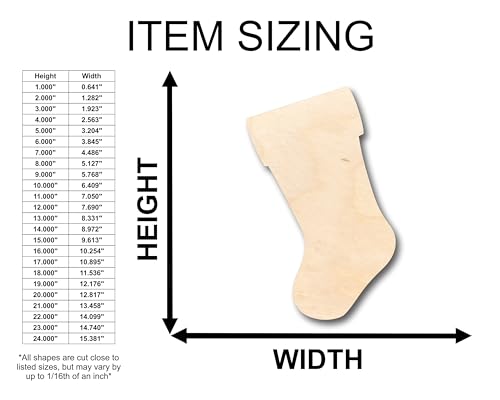 Unfinished Wood Christmas Stocking Shape - Craft - up to 36" DIY 6" / 1/2" 24 Hour Crafts