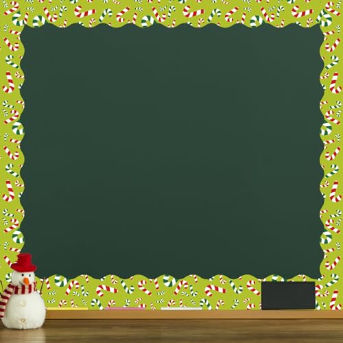 Whaline 69Ft Christmas Bulletin Board Borders Snowman Gingerbread Man Candy Bulb Self-Adhesive Bulletin Border Stickers for Holiday Classroom Office Whaline