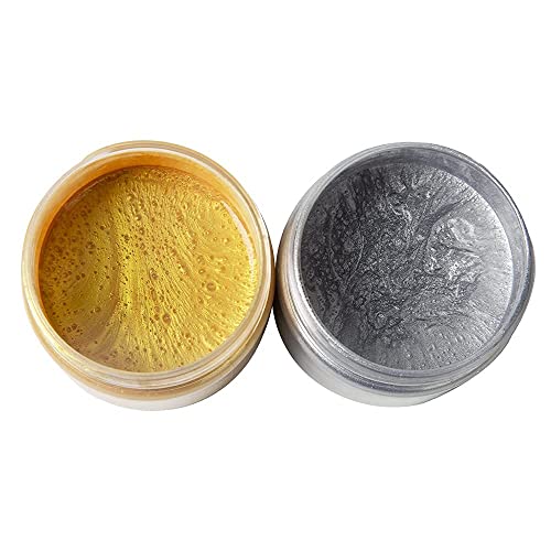 Acrylic Paint Metallic Gold and Silver,200ml Gold Leaf Paint for Art, Painting, Handcrafts,Ideal for Canvas Wood Clay Fabric Ceramic Craft VGSEBA