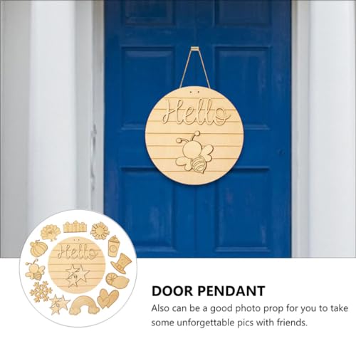 KESYOO Home Decor Interchangeable Seasonal Welcome Sign DIY Unfinished Wood Front Door Sign Farmhouse Wall Hanger Plaque Board For Festival KESYOO