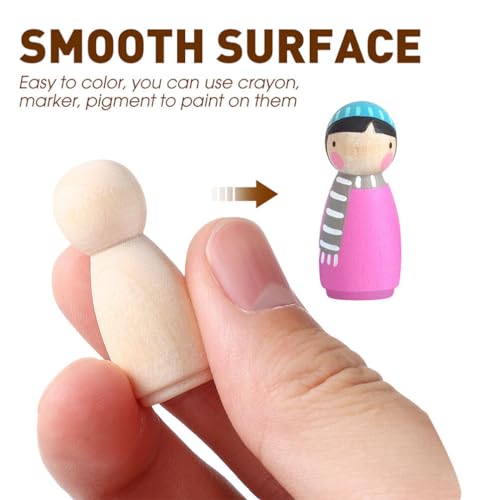 Tofficu 30pcs Unfinished Wooden Peg Dolls, Mini Wooden Peg People 35mm Wooden People Figures for DIY Painting Tofficu