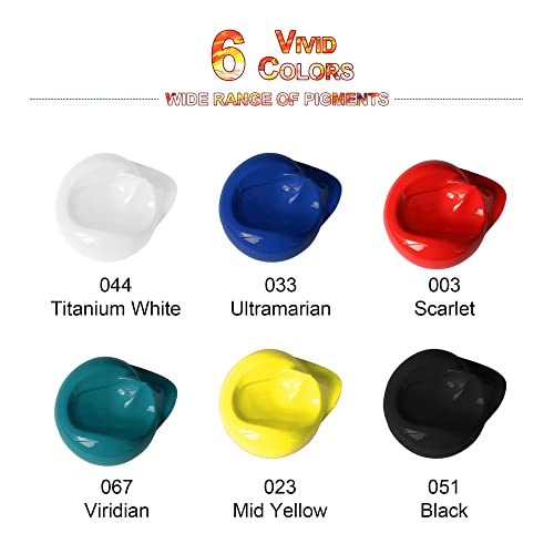 PENTRISTA Acrylic Paints 6 Large Tubes Virbrant Colors 75ml/2.54 oz Non-Toxic Art Supplies for Canvas, Wood, Ceramic, Fabric and Nail Art, PENTRISTA