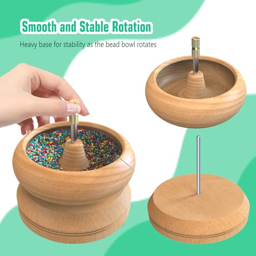 DAFENCHI Bead Spinner Bowl with 5 Beading Needles, Spin Beading Bowl for Jewelry Making, Waist Bead Spinner with Seed Bead Kit, Stringing Bead Loader DAFENCHI