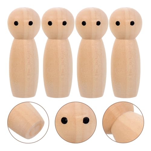 Tofficu Wooden Peg Dolls Unfinished Peg People Doll Bodies Unpainted Wood Figures Angel Peg Dolls for DIY Painting Decoration Assorted Wooden People Tofficu