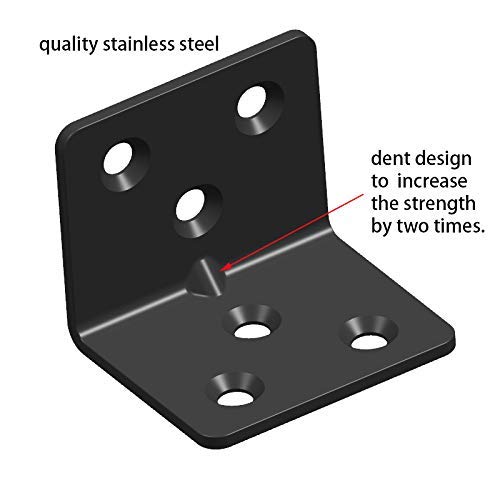 Black Stainless Steel Shelf Bracket,Joint Right Angle Bracket,L Shape Heavy Duty Metal Corner Brace Shelf Supporter Aufuga(16 Pcs) Aufuga