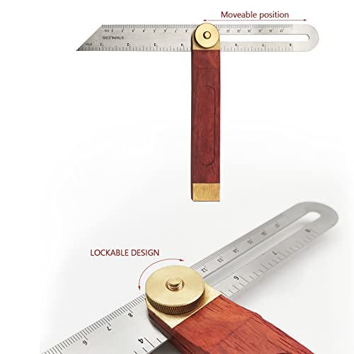 LYFJXX Bevel Gauge, Sliding Bevel Gauge, 8 Inch T Bevel Angle Finder with Wooden Handle T Measurements Ruler for for Craftsman Carpenter LYFJXX