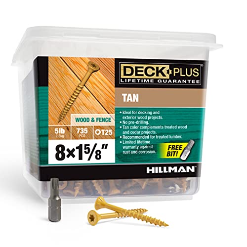 Deck Plus 48412 Wood Screws #8 x 1-5/8", Tan, 5lb Box - WoodArtSupply