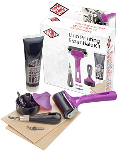 ESSDEE Block Printing Essentials Kit Includes 2 Ink Rollers, 3 Lino Cutters, Lino Handle, Printing Ink and Carving Block || Used in Art, Craft and ESSDEE