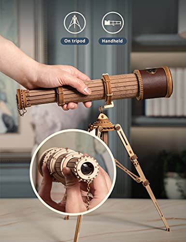 ROKR 3D Puzzles for Adults Wooden Telescope Building Model Kit with Tripod for Adults -3X Magnification Science Kit Gifts for Boy/Girls ROKR
