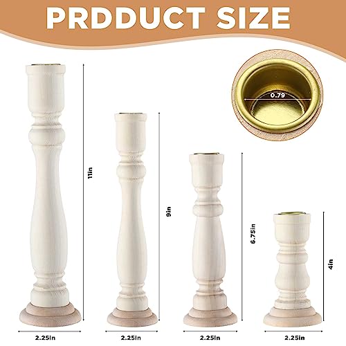 Tanlade 16 Pcs Wooden Candle Holders Set for Pillar Candles Farmhouse Unfinished Wood Boho Candle Sticks Holder Rustic Candlestick Holder Stand for Tanlade