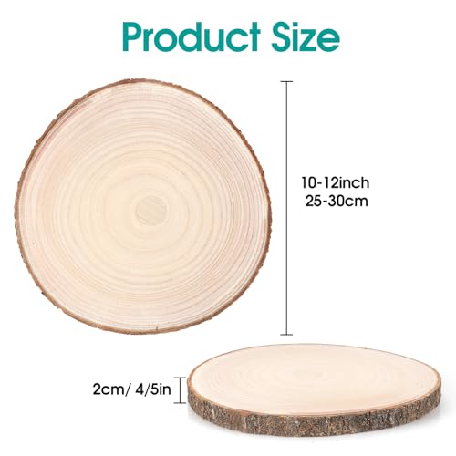 8Pcs Wood Slices 10-12 Inches, Natural Round Wood Slices for Centrepiece, Large Wood Circles Paulownia Tree Circles for Table Centerpieces, Rustic Adrattnay