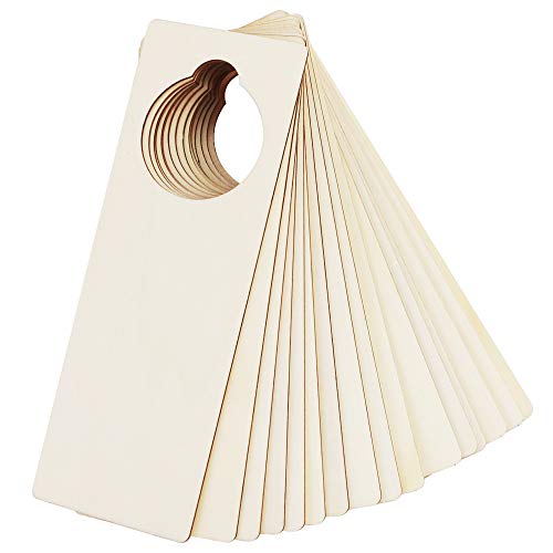 BILLIOTEAM 16 PCS Unfinished Wood Door Knob Hangers,Blank Natural Wooden Door Knob Signs for DIY Craft,Home Hotel Office Decoration(9.5" x 3.25" x BILLIOTEAM