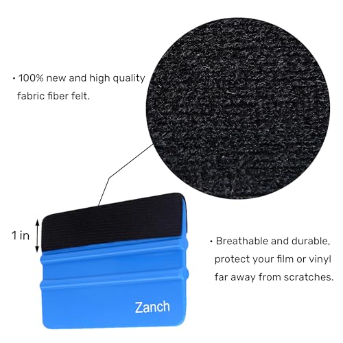 Zanch Felt Squeegee for Vinyl,Plastic Felt Edge Vinyl Squeegee,Graphic Decal Scraper Applicator Tool,Window Tint Squeegee with Black Fabric Felt Edge Zanch