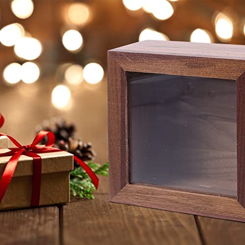 Alipis Jewelry Storage Case Stash Box Wood Glass Storage Box Square Jewelry Display Case Unfinished Wood Box with Clear Window, Desktop Storage Box Alipis