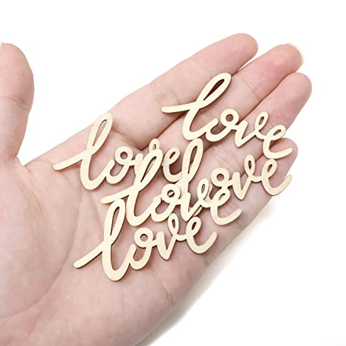 Honbay 40PCS Unfinished Love Wood Slices Blank Wooden Embellishments Gift Ornaments for Home Wedding Birthday Party Valentine's Day Decoration HONBAY