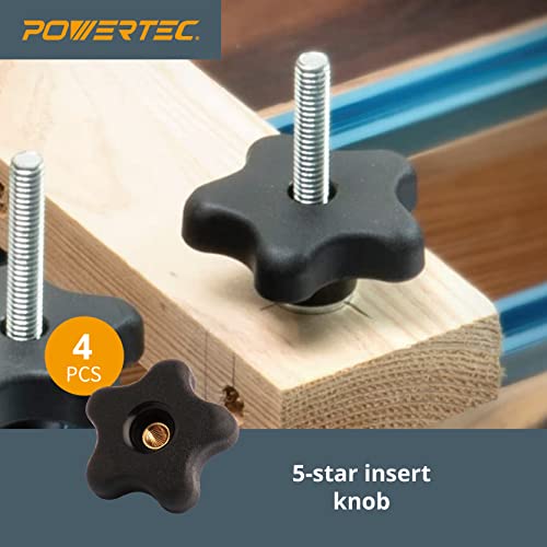 POWERTEC 71174V T Track Knob Kit, 5/16-18 Threaded bolts and Washers, 46 Piece Set, T Track Bolts, T Track Accessories for Woodworking Jigs and POWERTEC