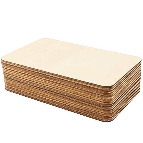 ZOENHOU 50 PCS 6 x4 Inch Unfinished Basswood Blanks, Rectangle Wood Pieces, Unfinished Wood Rectangles for Crafts Projects Painting Decoration ZOENHOU