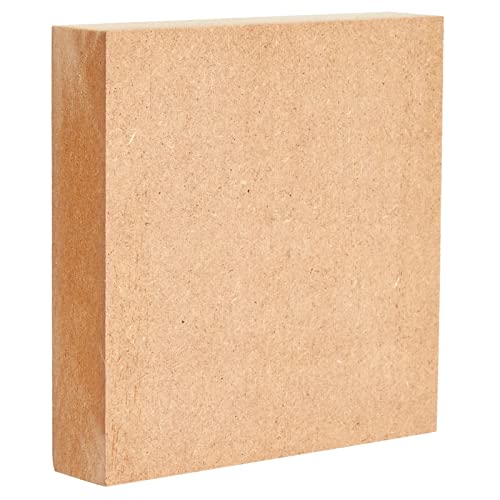 4 Pack of Unfinished Wood Blocks for Crafting, Wall Decorations, MDF Wooden Squares 1 Inch Thick for DIY Projects, Art Classes, Photo Blocks, Bright Creations