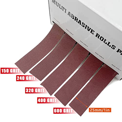 QYQRQF Emery Cloth Roll, 5 Grits Abrasive Sandpaper Rolls Assorted Sand Paper with Dispenser for Woodworking Automotive Metal Polishing, 150 240 320 QYQRQF