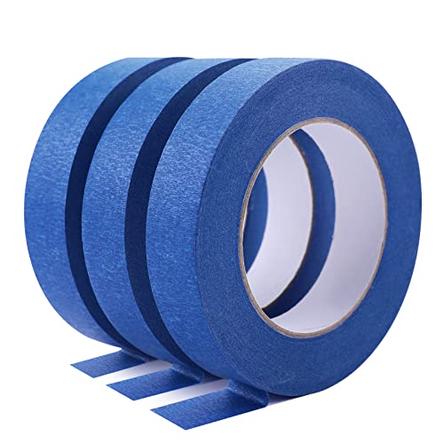 HTVRONT Blue Painters Tape - 1 Inch x 60 Yards x 3 Rolls Masking Tape, Multi-Surface Painters Tape, Paint Tape for Wall, Painting, Craft, Art HTVRONT