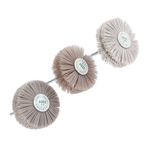 Mtsooning 3PCS Nylon Abrasive Wheel Brush Filament, 320# 400# 600# Grinding Head, Woodwork Polish Grinder with 6mm Threaded Shank for Removing of - WoodArtSupply