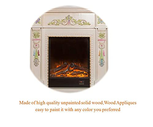 LXYUUM Wood Carved Applique Onlay Unpainted Corner Onlay Applique Door Cabinet Rose Unpainted European Style (03, 30x8cm/11.81x3.15inch) LXYUUM