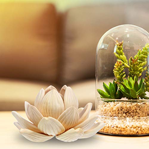 VOSAREA Wood Lotus Flower Figurine Ornament Unfinished Wooden Wall Sculpture Cake Topper Desktop Adornment for DIY Craft Indoor Home Tabletop Decor VOSAREA