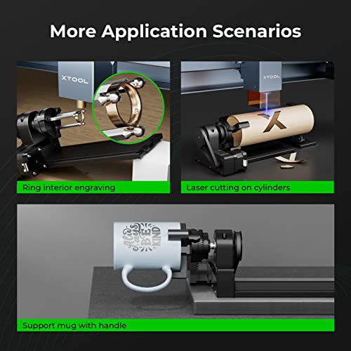 xTool RA2 Pro for M1, 4-in-1 Laser Rotary with Risers, Laser Rotary Roller Engraving Module for Laser Engraver, Jaw Chuck Rotary, Y-axis Rotary xTool