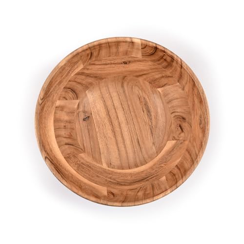 Samhita Acacia Wood Fruit Bowl for Fruits or Salads,Serving Dish Looks Absolute Beautiful With Your Kitchen (10" x 10" X 4") Samhita