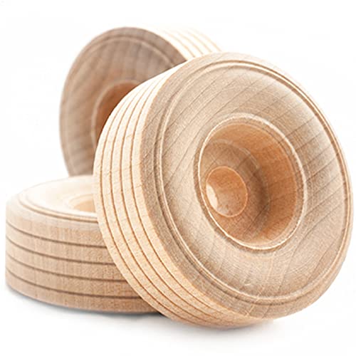 Pinehurst Crafts Treaded Wooden Toy Wheels, 2-Inch Diameter x 3/4-Inch Thick (3/8-Inch Hole), Pack of 12 TreadedWheels_2IN_12pk Pinehurst Crafts