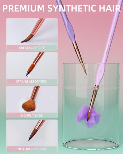 Nicpro 10PCS Micro Fine Detail Paint Brush Set, Macaron Pastel Small Miniature Fine Tip Detail Brushes Kit for Acrylic Oil Watercolor, Craft, Models, Nicpro