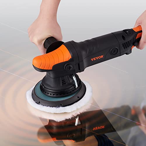 VEVOR Buffer Polisher, 6-Inch Dual Action Polisher for Car Detailing, 6 Variable Speed 1900-4600RPM Random Orbital Polisher Waxer Kit, with VEVOR