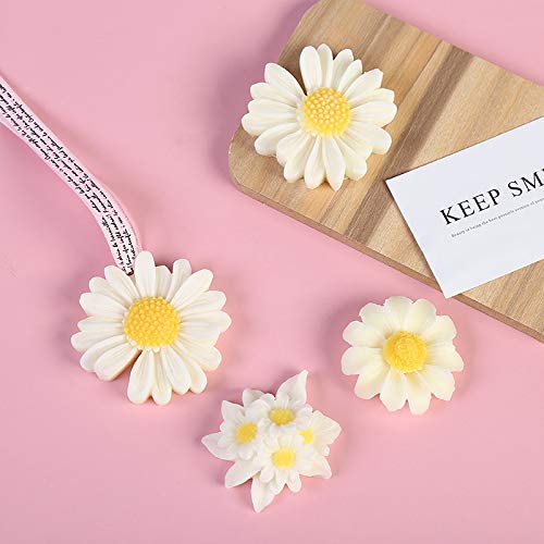 4 Pack Flower Mold Resin Mold Chamomile with Hole/Single Chamomile Flower/Four Daisy Flower in One/Single Daisy Flower Silicone Mold for Resin Candle ESEENS