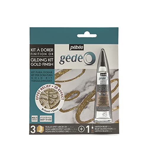Pebeo GEDEO KIT-Mirror Effect Leaf, Gold Finish Gilding, 3 foils Pebeo