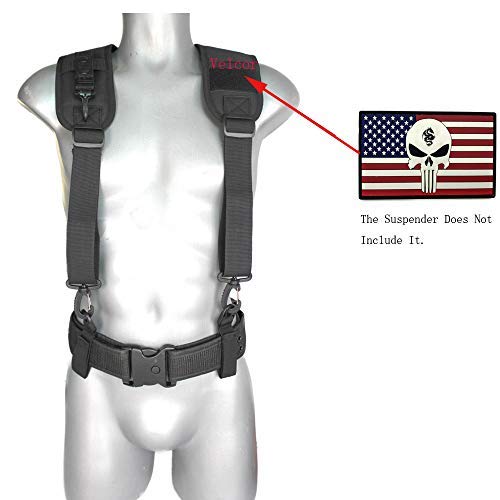MELOTOUGH Tactical Duty Belt Harness Padded Adjustable Tool Belt Suspenders with Key Chin and Patch, Black(Large) MELOTOUGH
