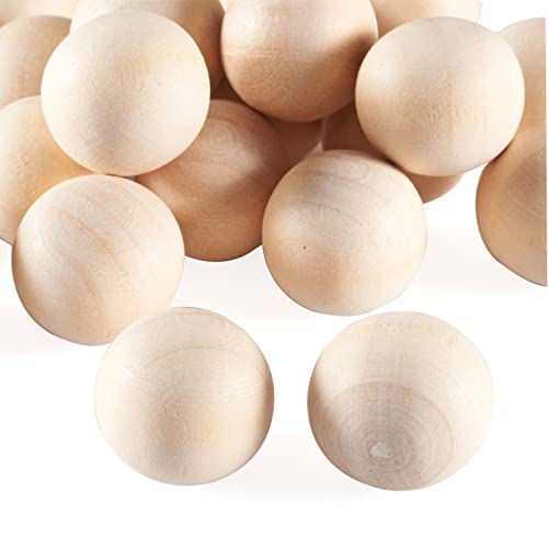 Craftdady 50Pcs 19-20mm Natural Round Wooden Balls 3/4 Inch Unfinished Hardwood Craft Balls Decorative Wood Spheres No Hole for Craft DIY Projects Craftdady