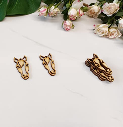 30pcs of Horse Head Earrings Unfinished Wood Blanks,Unfinished Laser Cut Wood Shapes for Earrings Jewelry Crafts (1.7inch) Yuxuanish