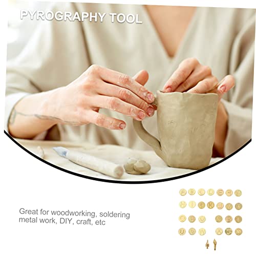 Anneome 1 Set Letter Soldering Iron Embossing Burning Tips Wood Burner Pyrography Letters DIY Tools Wood Burning Letters Letter Stencil DIY Kits Iron Anneome