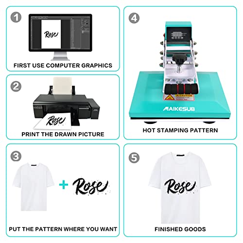 MAIKESUB 12x10 Inch High Pressure Heat Press Machine for T Shirts Digital Industrial Sublimation Printer for Heat Transfer Vinyl Intelligent Green MAIKESUB