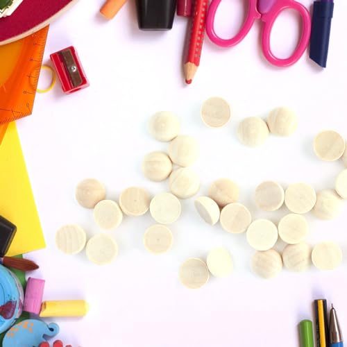 200 Pcs Half Wood Balls, Unfinished Round Split Wood Balls for Paint DIY Craft Kids Arts Toy Home Party Decoration (12mm) Tenalleys
