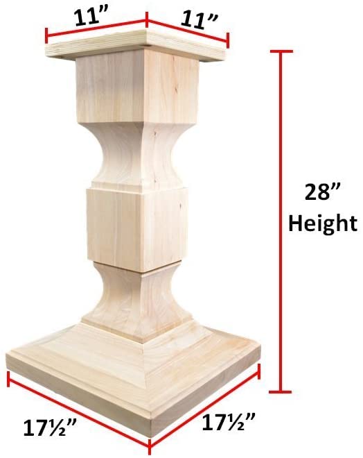BingLTD - 28" Tall Unfinished Chelsea Square Pedestal Table Base (WH-Chelsea28-UNF) BingLTD